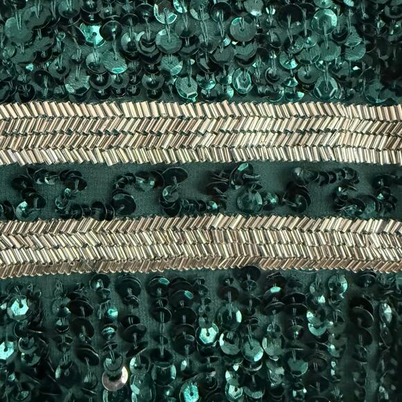 Mac Duggal Midi Sheath Dress Sleeveless High Neck Beaded Sequin Green Size 2 - Picture 14 of 15